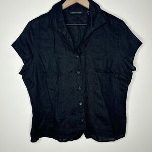 Valerie Stevens Black Short-Sleeve Button-Down Blouse